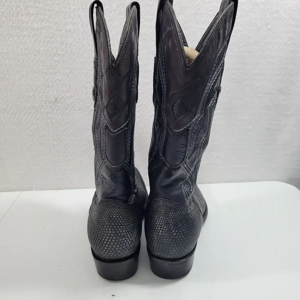 Wild West Men's Western Black Genuine Teju-Lizardskin Boots Size 8.5 10424-708 - Picture 5 of 12